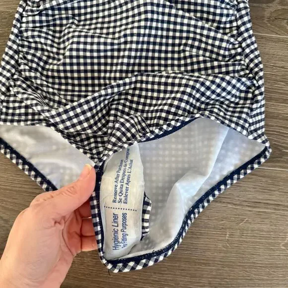 Draper James RSVP Preppy Gingham Swimsuit Ruched Halter Xsmall NEW - Picture 6 of 11